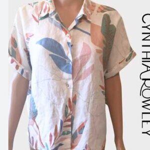 Cynthia Rowley Multicolor Leaf Print Button Down Shirt